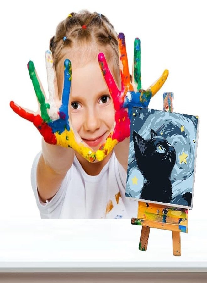 Temiaode Framed Cat Paint by Numbers Kit for Kids - DIY Painting Set with Canvas, Acrylic Paints & Brushes - Easy Beginner Art Craft for Boys & Girls Ages 5-12 - Ready to Hang（8″ x 8″ / 6 Colors） - Image 2